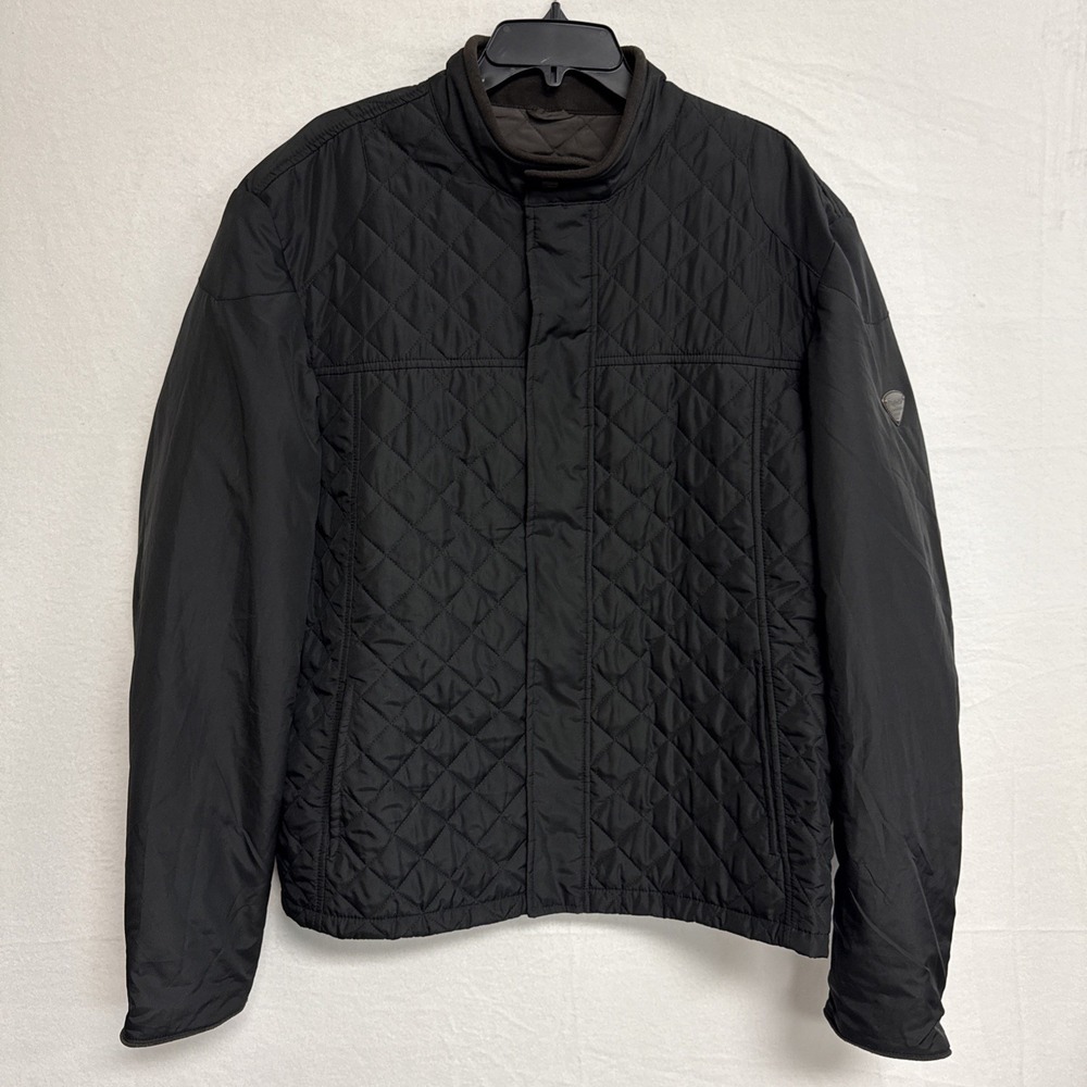 Triumph Motorcycles 1902 Quilted Jacket Full Zip/Snap Closure Pockets Black READ